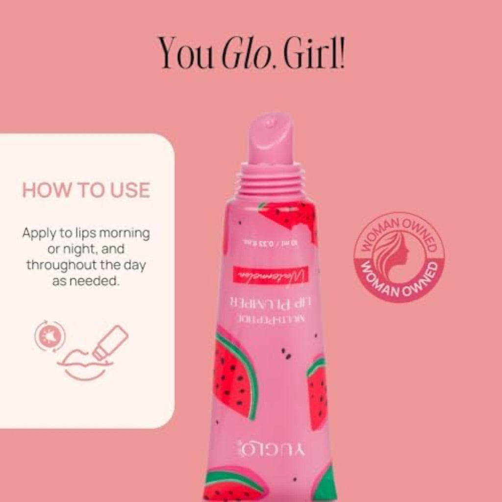 YUGLO Lip Plumping Gloss with Multi-Peptides, Hydrating & Nourishing - Watermelon, 0.33 fl. oz.