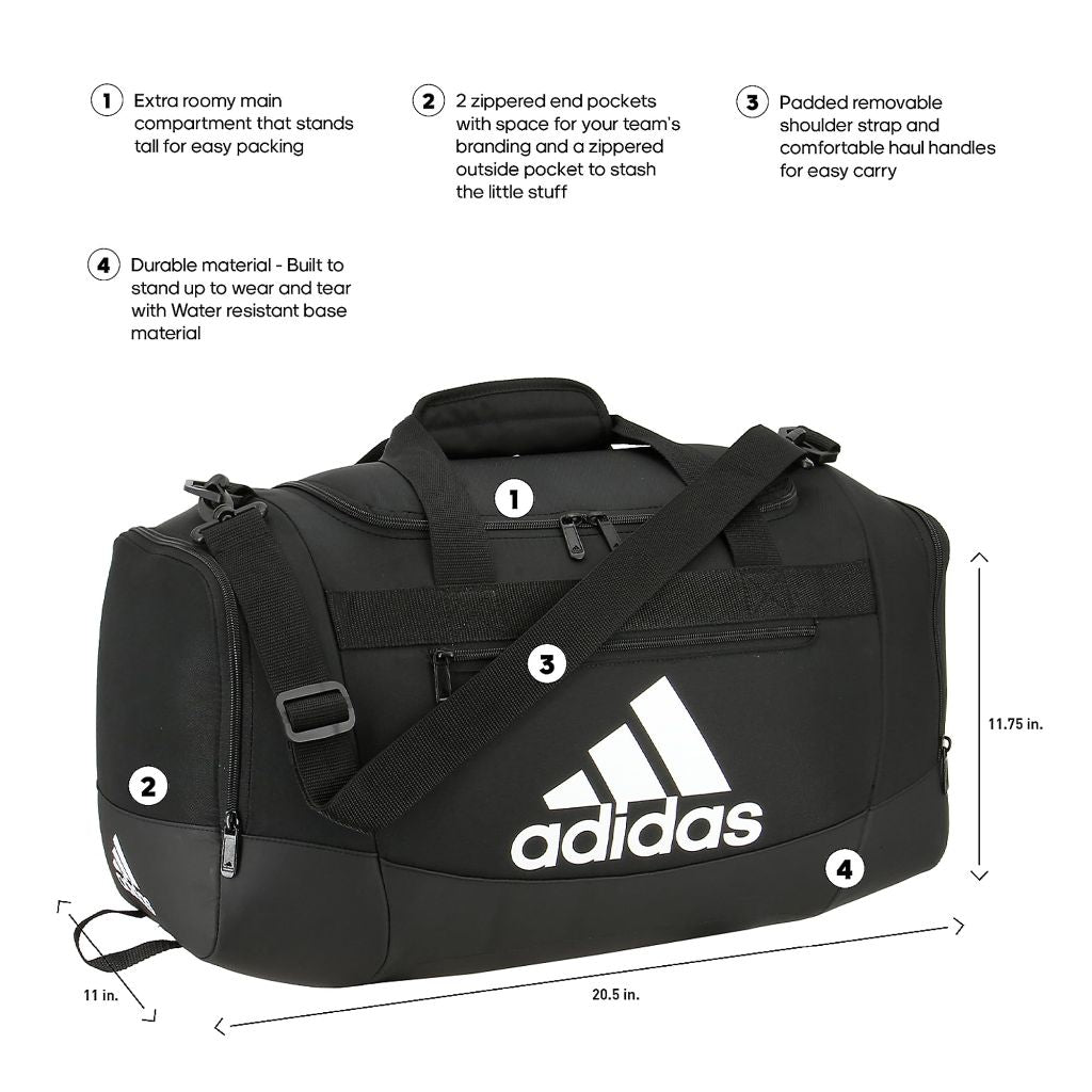 Adidas Unisex Defender 4.0 Gym Duffel Bag (Black)