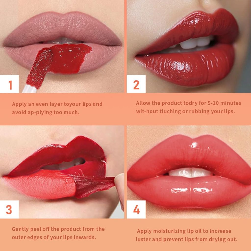 2Pcs Peel Off Lip Gloss Tattoo and Lip Oil 2-in-1, 01#+04#