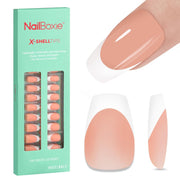 Modelones French Tip Press on Nails, 150Pcs Short Coffin(15 Sizes)