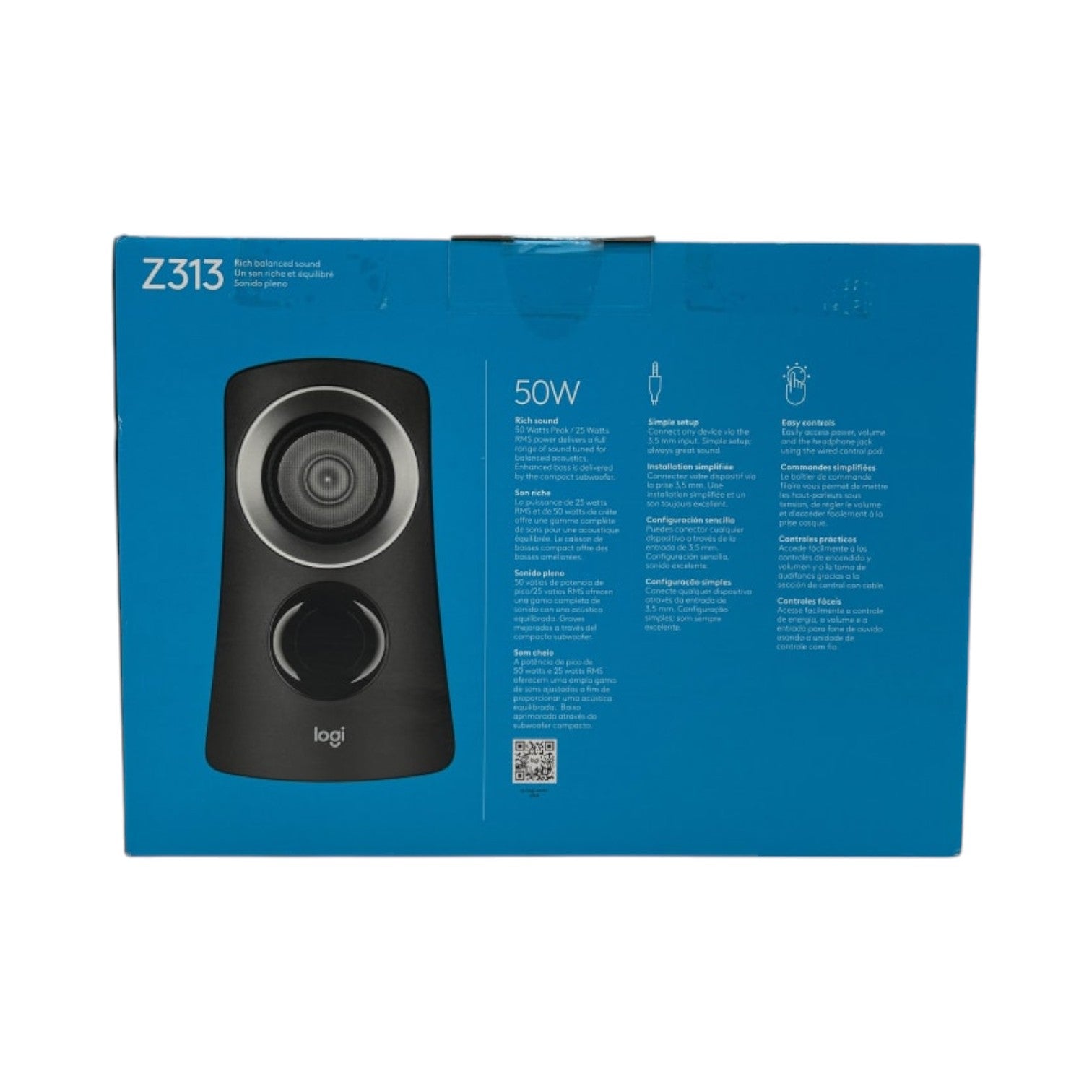 Logitech Z313 2.1 Multimedia Speaker System with Subwoofer, Full Range Audio, 50 Watts Peak Power, Strong Bass, 3.5mm Audio Inputs,