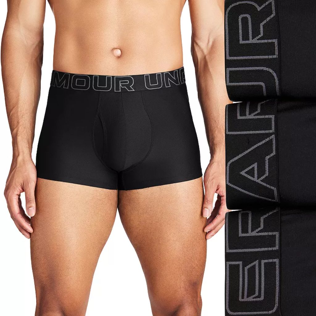 Men's Under Armour 3-pack Performance Tech 3-in. Boxer Briefs, Size: Small, Black