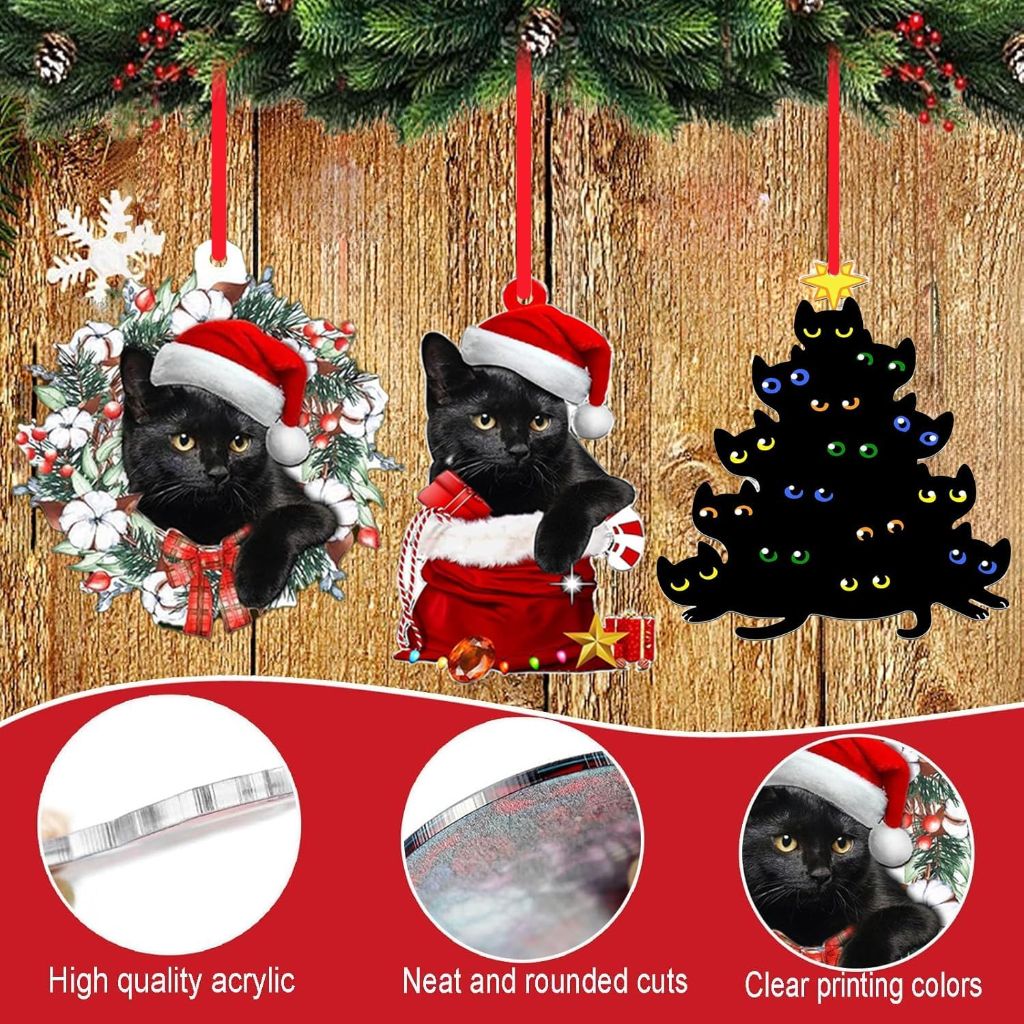 Black Cat Christmas Ornaments 2025, Black Cat Ornaments for Christmas Tree, Funny Christmas Ornaments, Christmas Decor,Personalized Gifts for Lovers