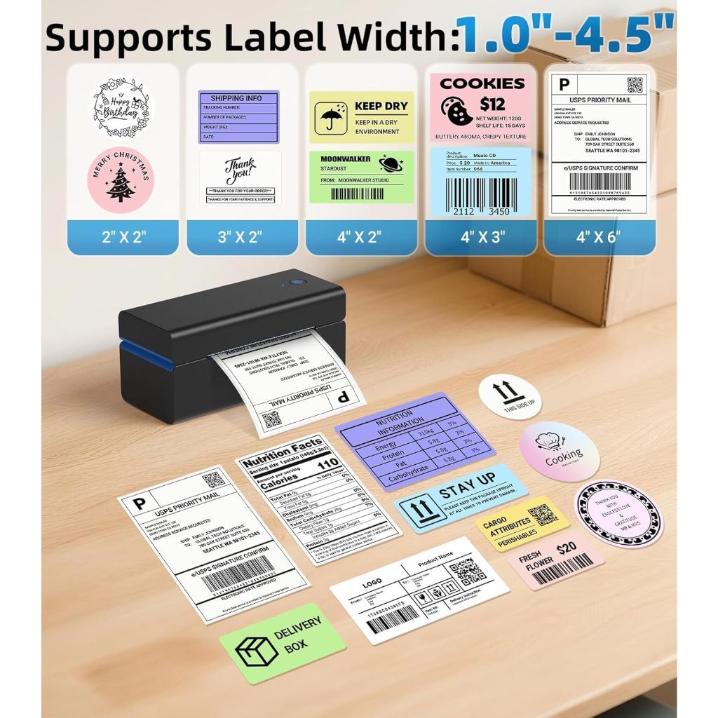 ORGSTA Bluetooth Thermal Shipping Label Printer for 4x6 Labels (T001Plus) - Black