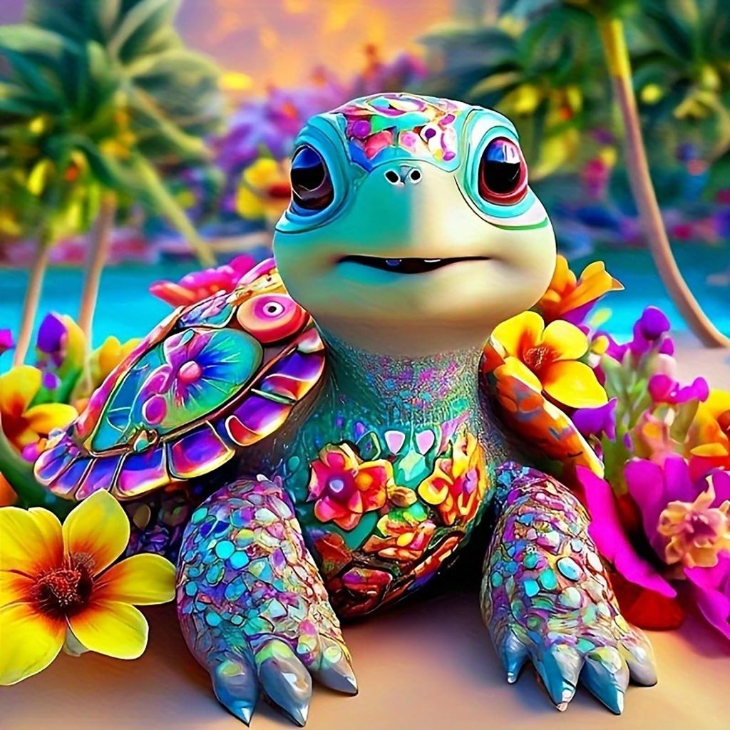 CHAONENG 5D Glossy Shiny Sea Turtle Diamond Painting Kits Colorful - 14x14inch