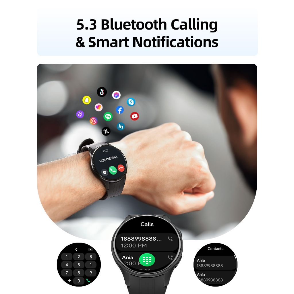 Parsonver Smart Watch, Built-in GPS, Bluetooth Calling | Black