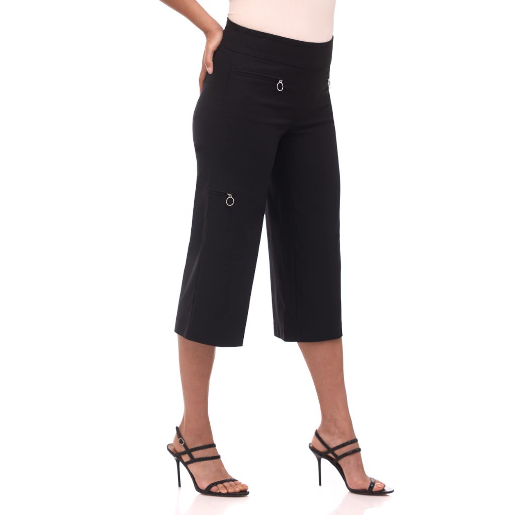 Rekucci Women's EcoCosy Comfort Modern Cargo Capri Pant (12, Black)