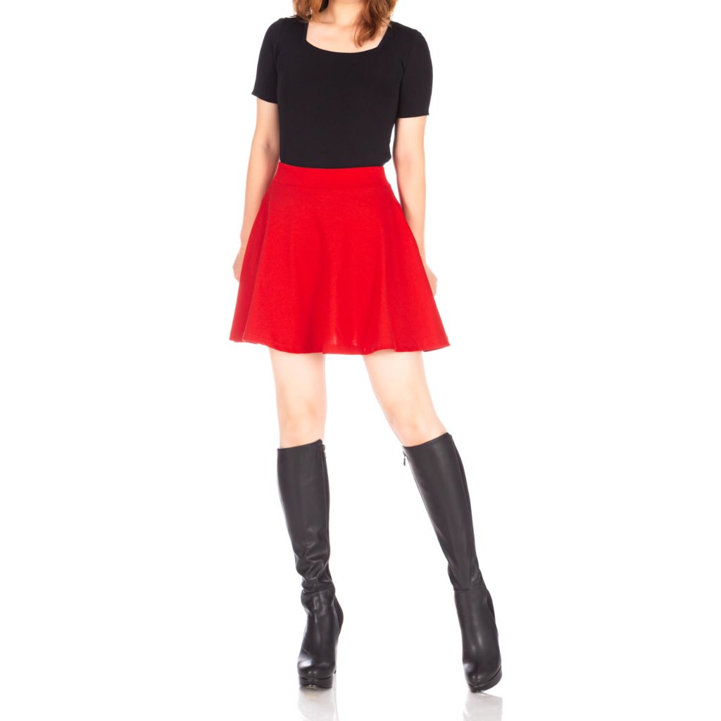 Dani's Choice Stretchy Cotton High Waist A-line Mini Skirt - Red S