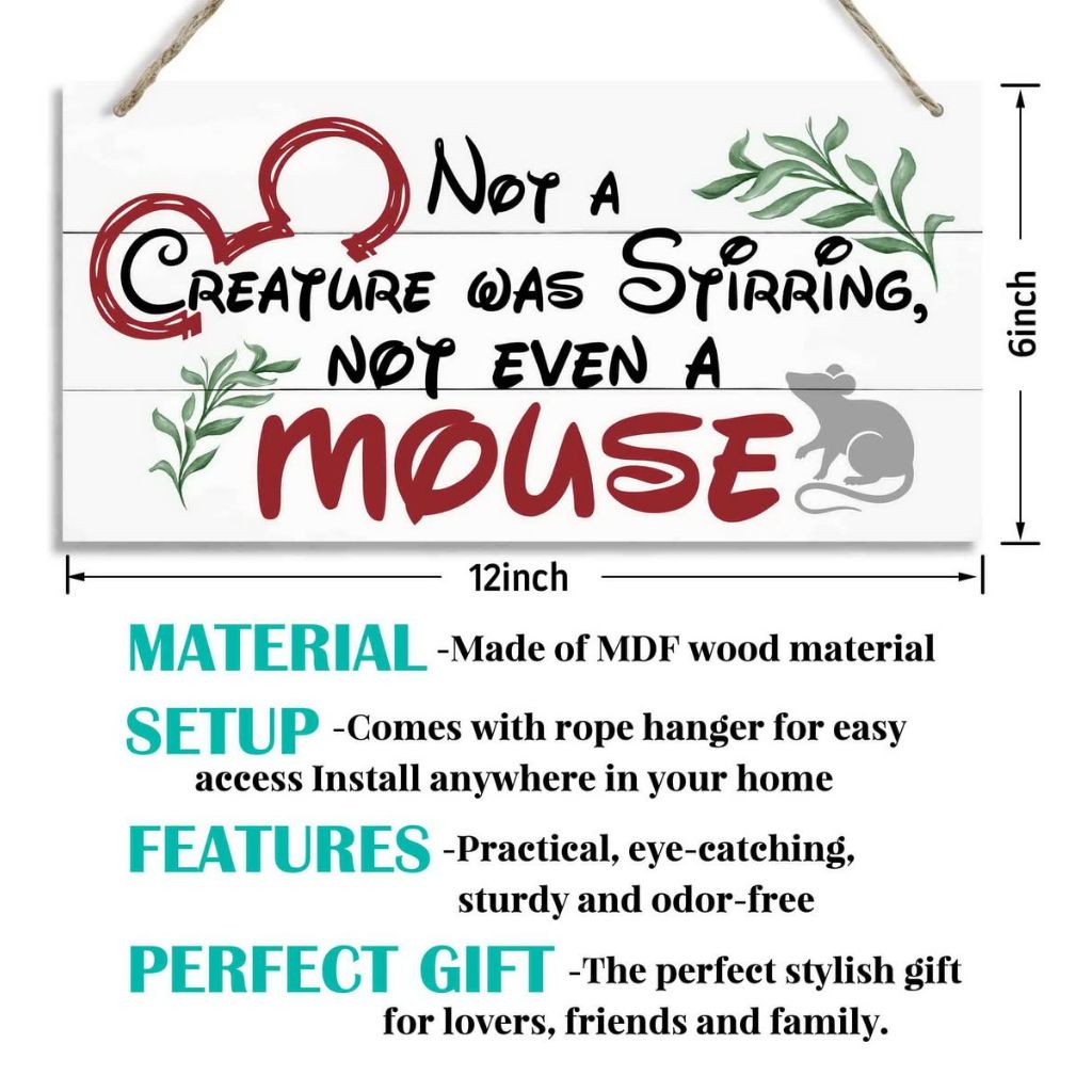 Christmas Door Sign Decor, Not a Creature was Stirring, not Even a Mouse