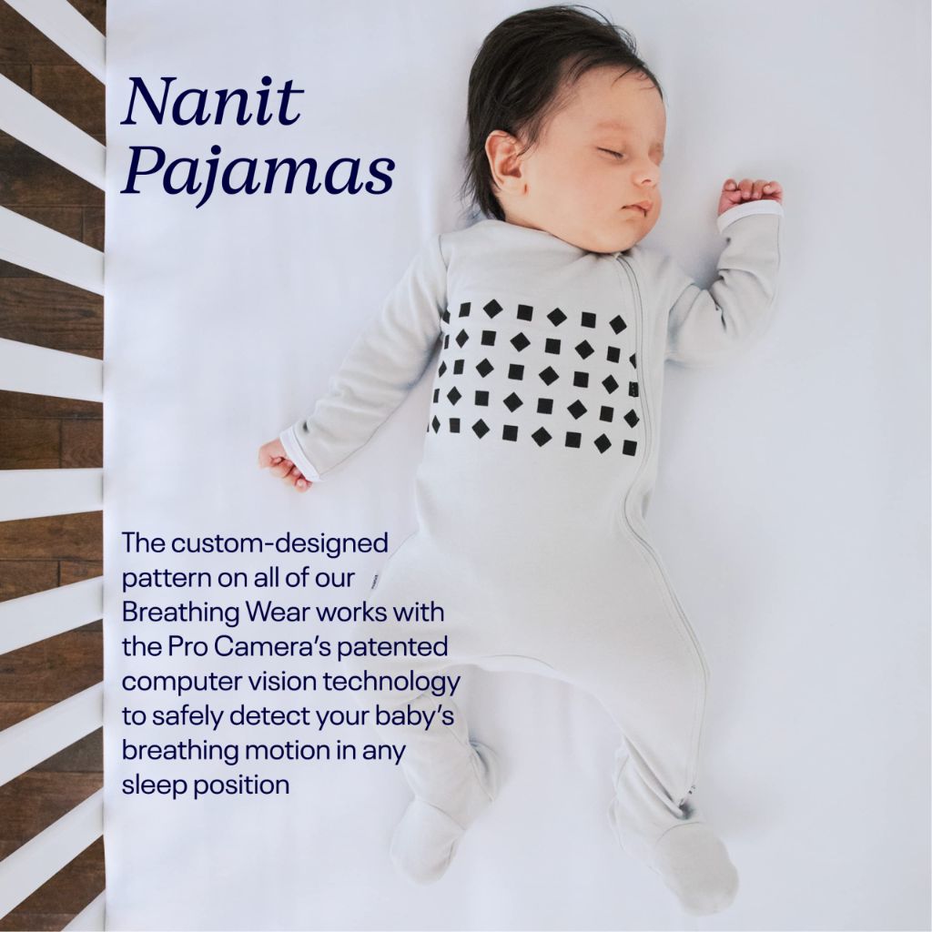 Nanit Breathing Wear Baby Pajamas – 100% Cotton, Double Zipper, Footed PJs with Mitten Cuffs - Pebble Grey