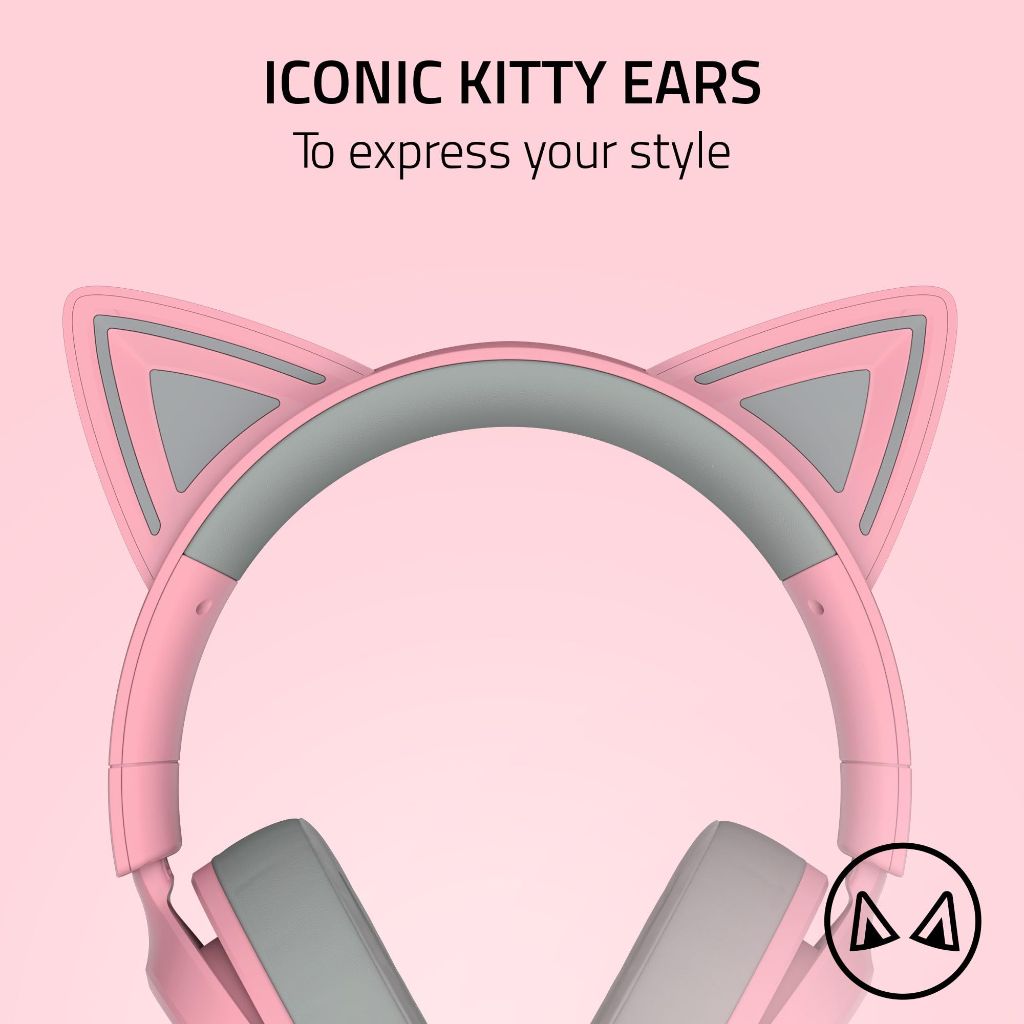 Razer - Kraken Kitty V3 X Wired Over-the-Ear Gaming Headset - Pink