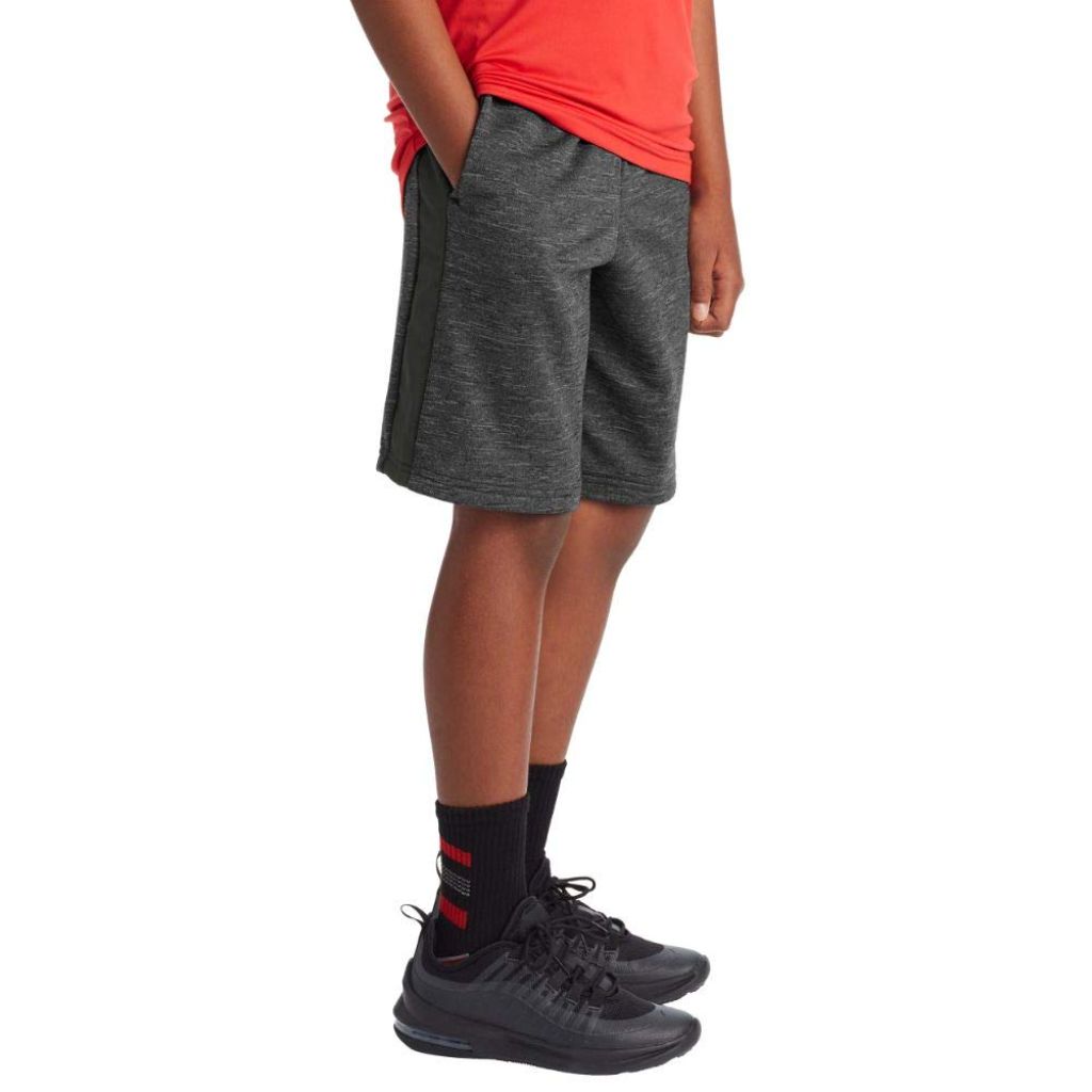 SZ S 6/7 C9 Champion Boys' Tech Terry Woven Pieced Shorts, Ebony Heather/Charcoal