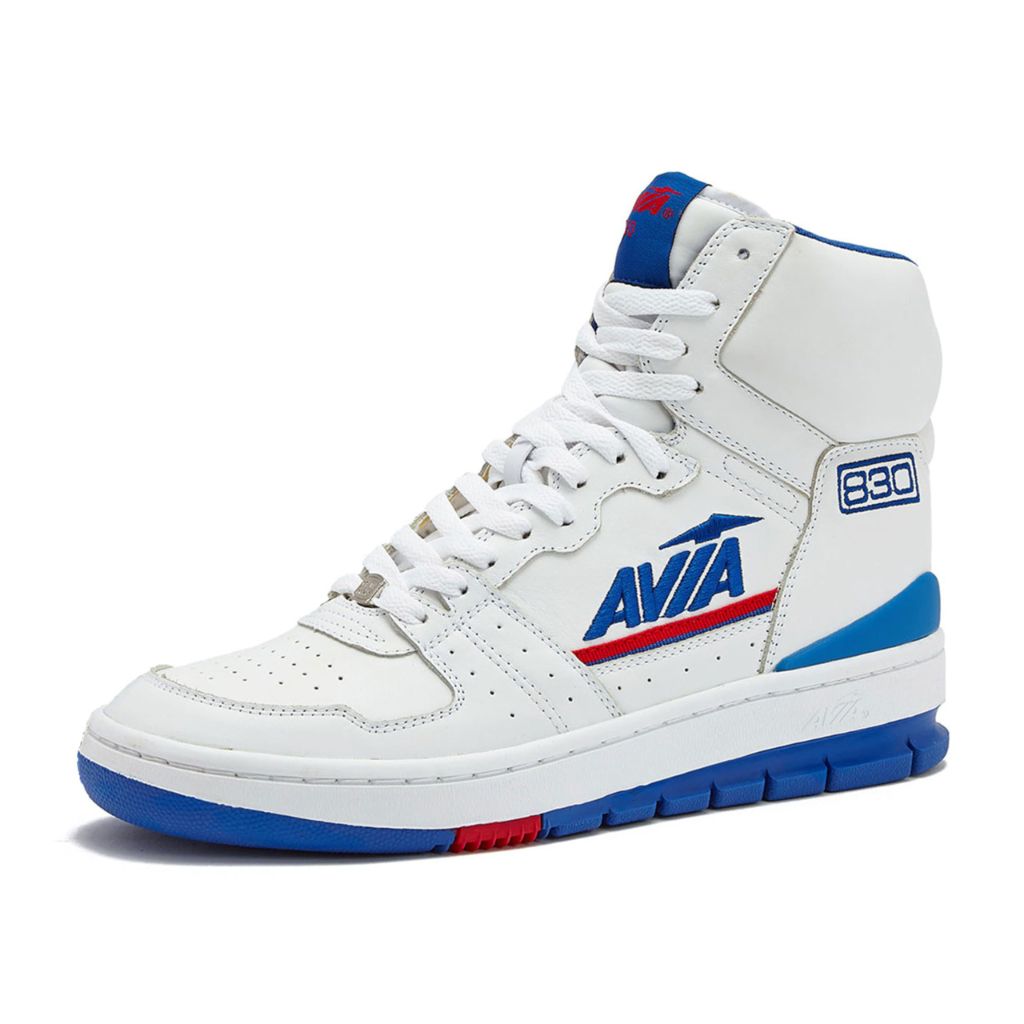 SIZE 6M/7.5W Avia 830 Men's Basketball Shoes, Retro High Top Sneakers  - White/Navy Blue/Red