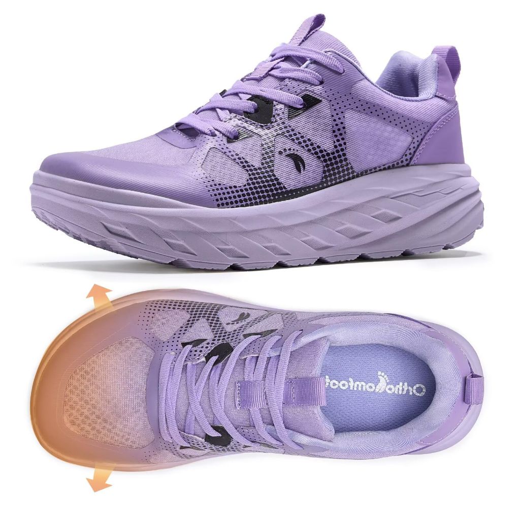 Women's Orthopedic Diabetic Wide Walking Shoes: Purple, Size 7.5