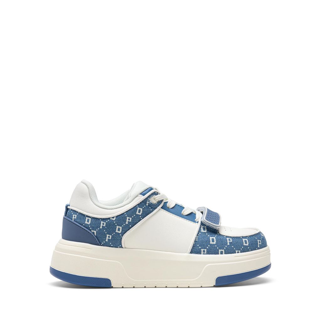 DREAM PAIRS Women Platform Chunky Sneakers, Size 7, White/Blue