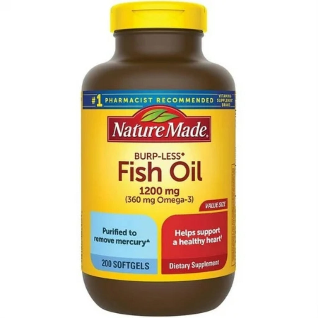 Nature Made Fish Oil 1200mg + Vitamin D 1000 IU Liquid Softgels - 200ct