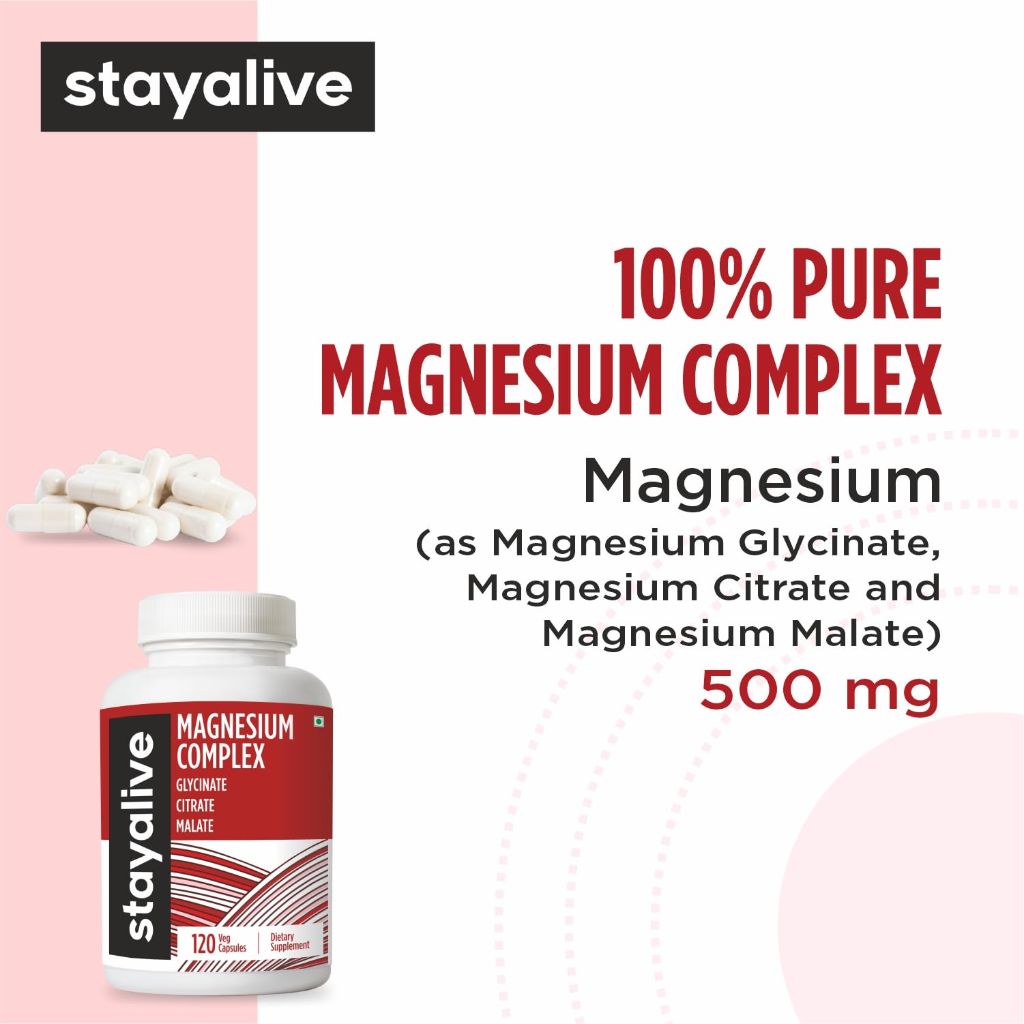 STAY ALIVE Triple Magnesium Complex Supplement 500mg - 120 Pills