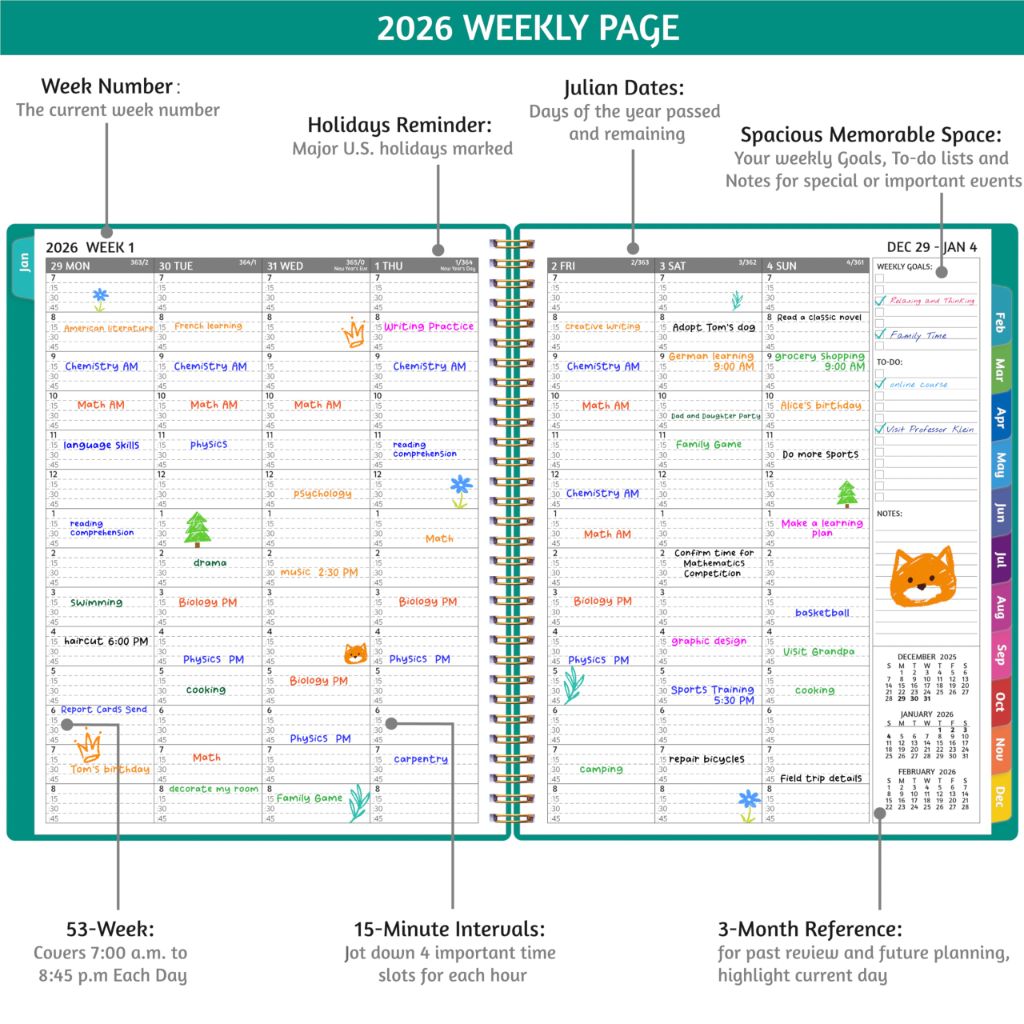 2026 Appointment Book -  Appointment Planner with Weekly ＆ Monthly Spread, 8.5'' x 10.5'' -Green