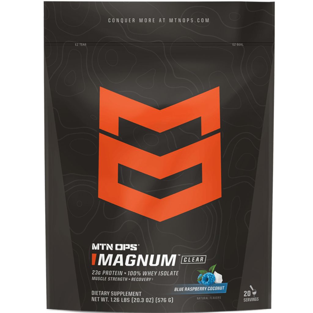MTN OPS Magnum Clear Protein Powder – 23g 100%  Refreshing Blue Raspberry Coconut, 20 Servings
