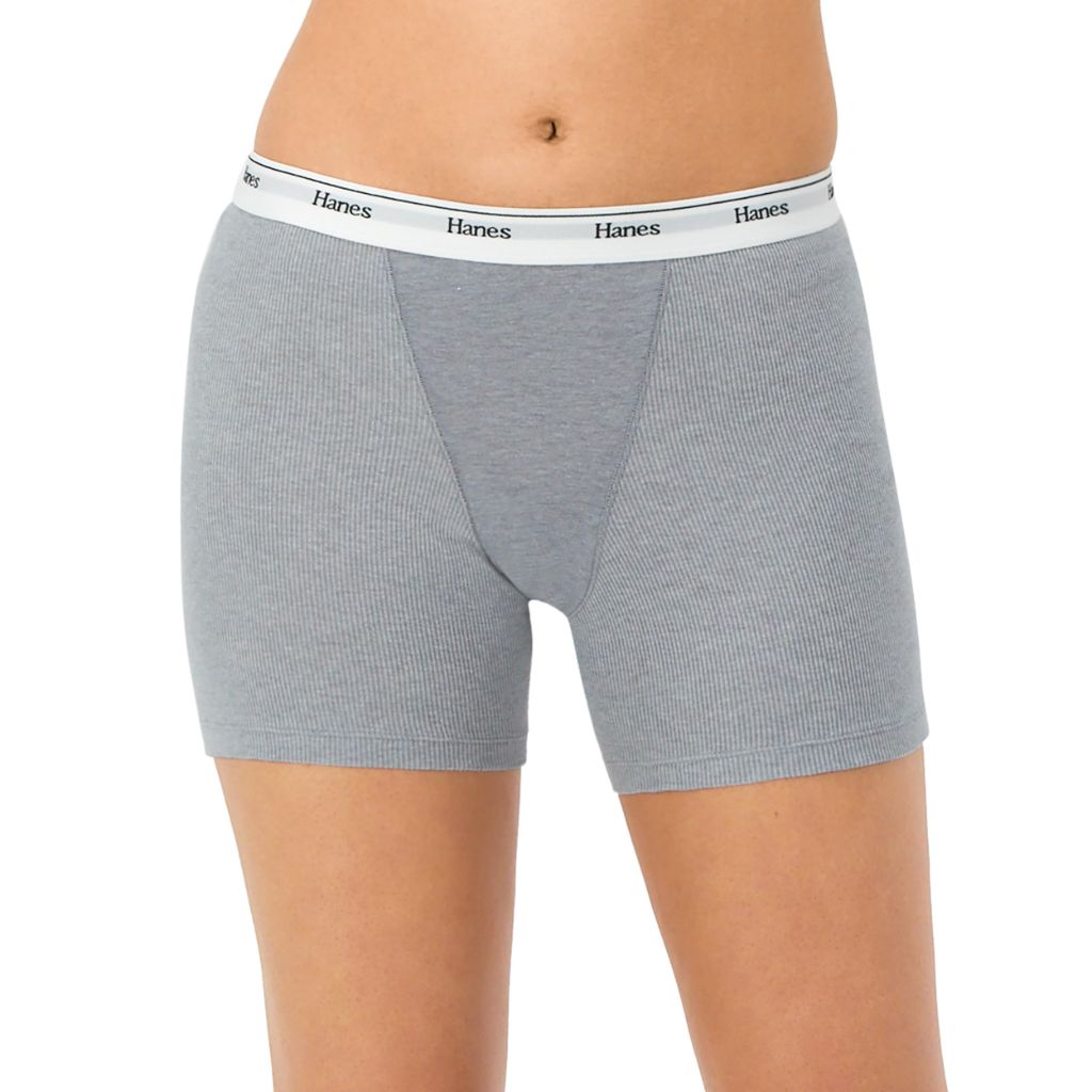 Hanes Women's Originals Boxer Brief Pack, Stretch Cotton Mid-Thigh Panties, 4-Pack, Large