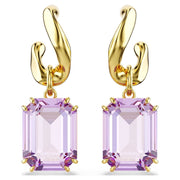 Swarovski Millenia Drop Earrings - Purple Octogon Cut, Gold-Toned
