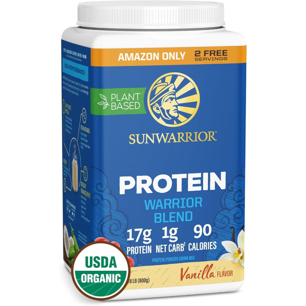 Sunwarrior Warrior Blend Plant-Based Protein Powder, Vanilla, 32 Servings