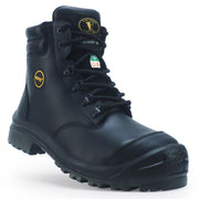 KPR Steel Toe Work Boots for Men, Black - size 6.5