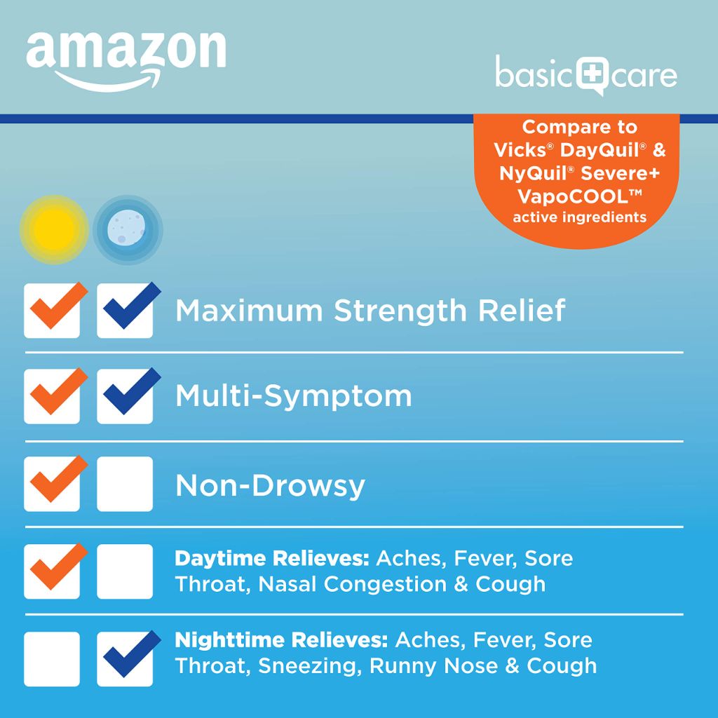 Amazon Basic Care Vapor Ice Daytime and Nighttime Severe Cold and Flu, 24 Count