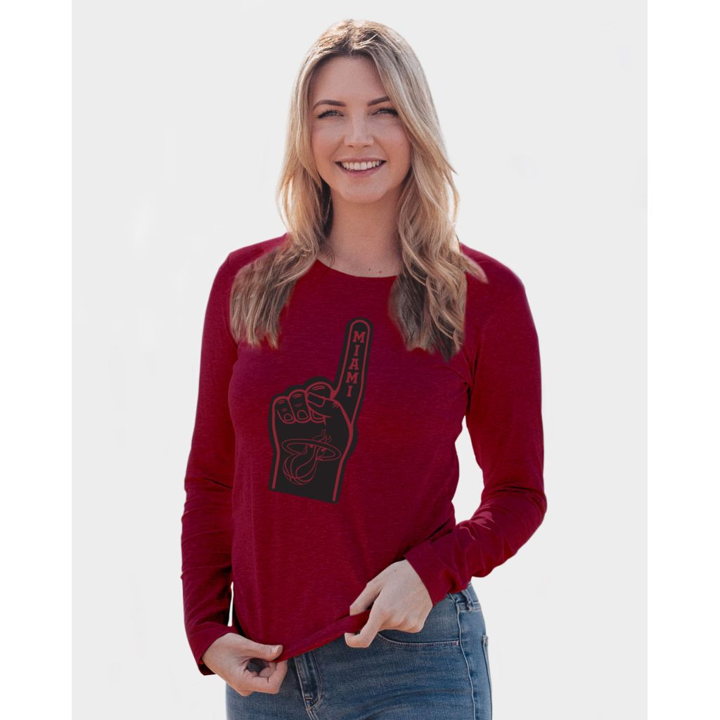 SZ L, Blue 84 Miami Heat NBA Officially Licensed Women's Long Sleeve T-Shirt Icon Team Color