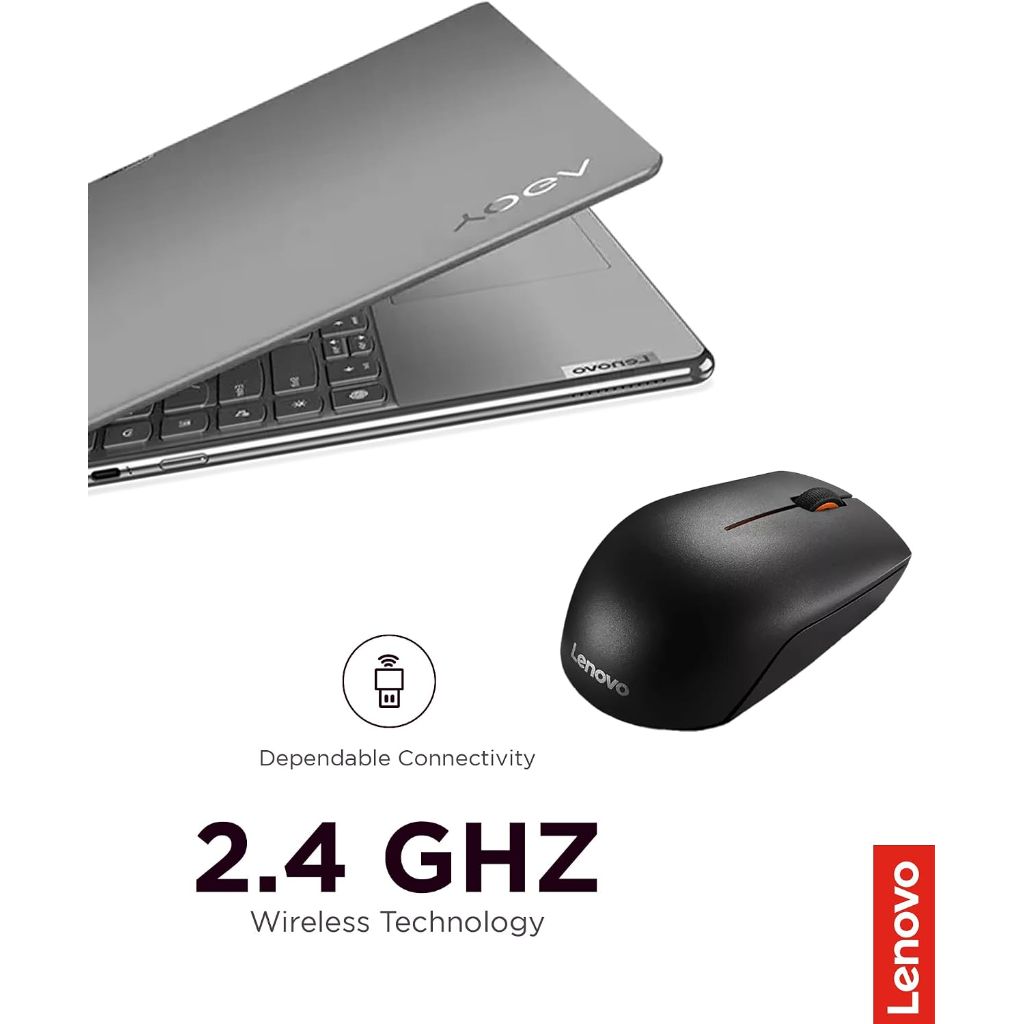 Lenovo 300 Wireless Mouse | Black| 12 Month Battery Life