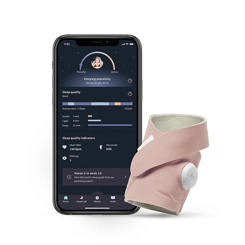 Owlet Dream Sock Smart Baby Monitor with Live Health Readings and Notifications - Dusty Rose