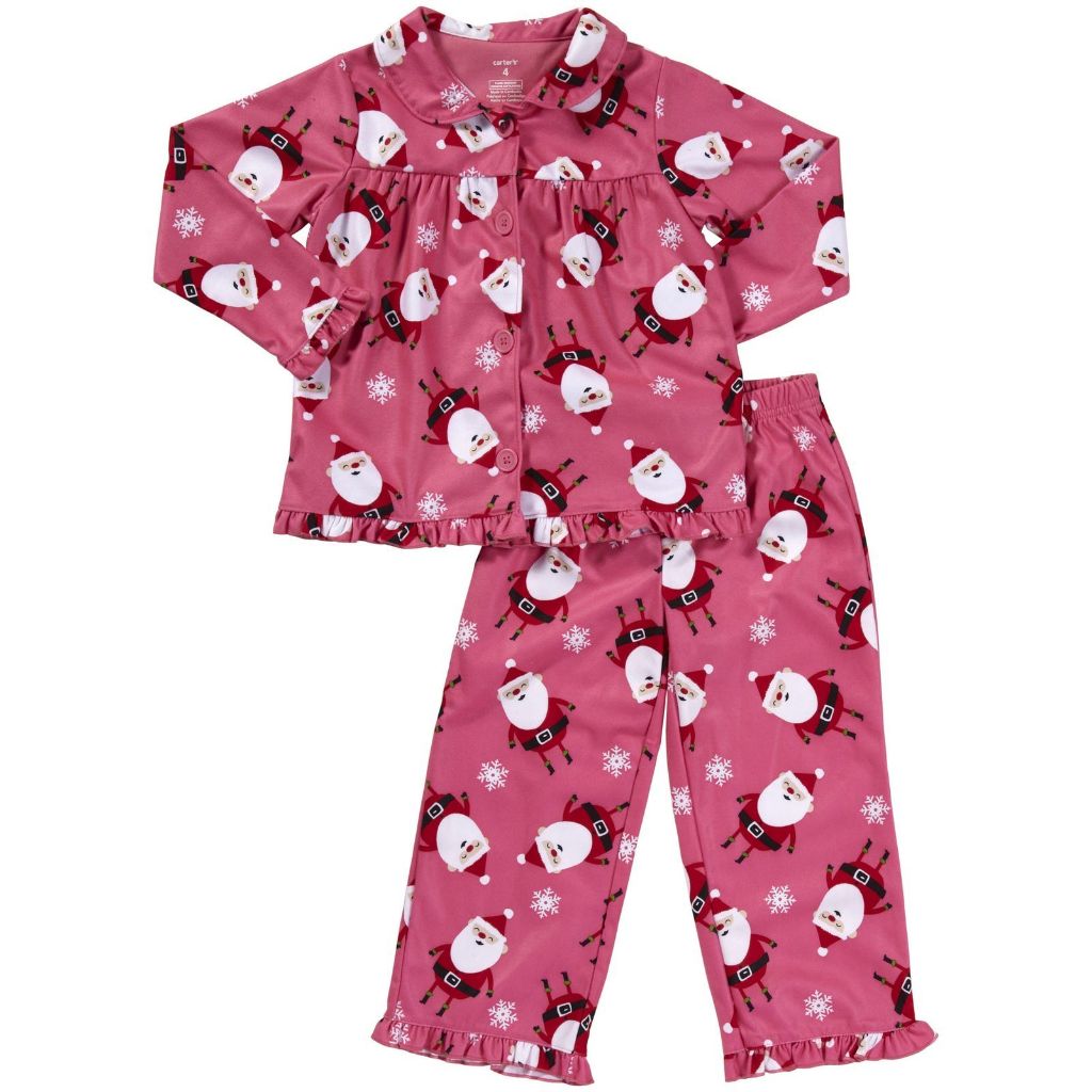 Carter's 2 Piece Santa Sleepwear Set - Pink-4