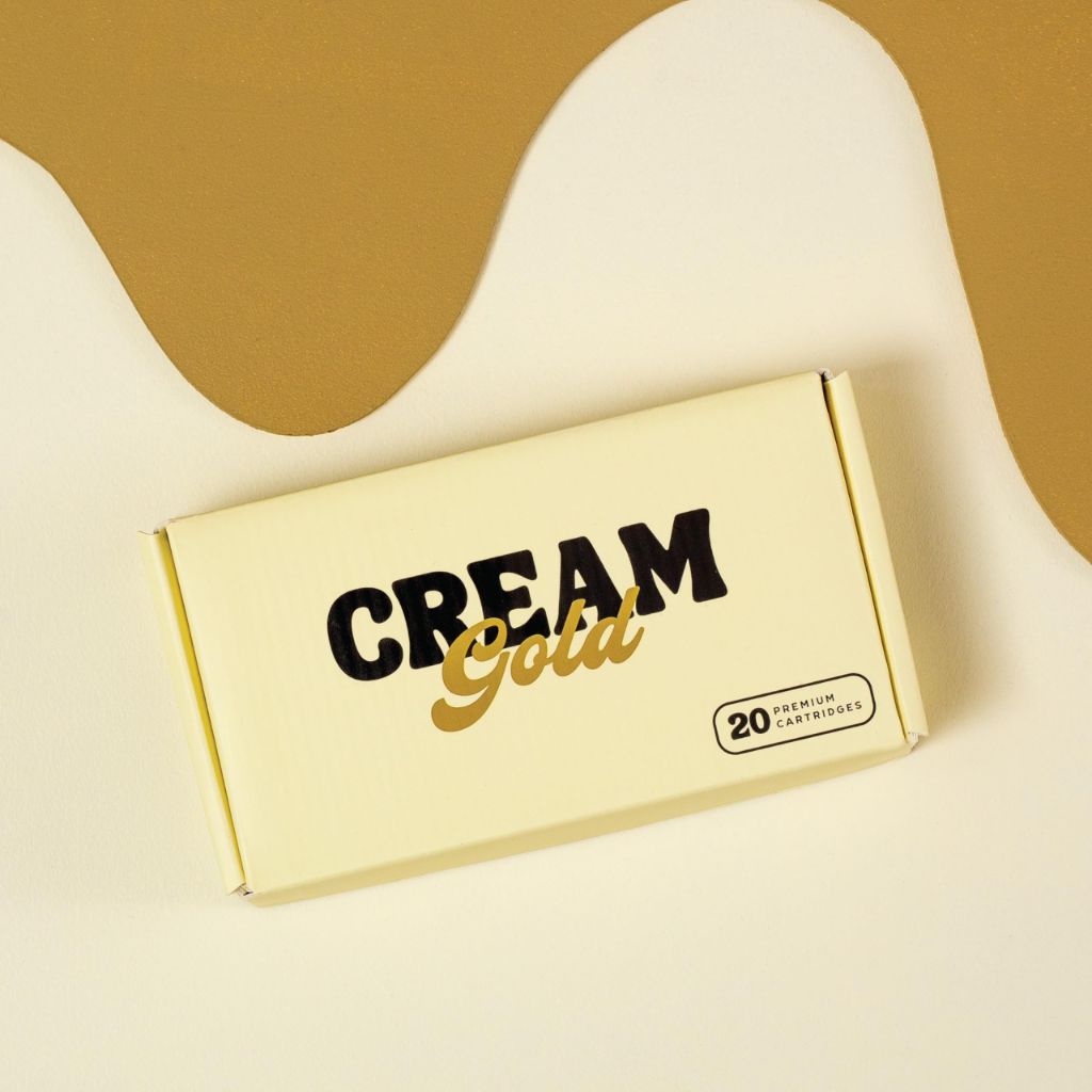 Cream Tattoo Supply Gold Cartridges, 20pcs Japanese Steel Tattoo Needle Cartridges (13 Magnum - 1213 M)