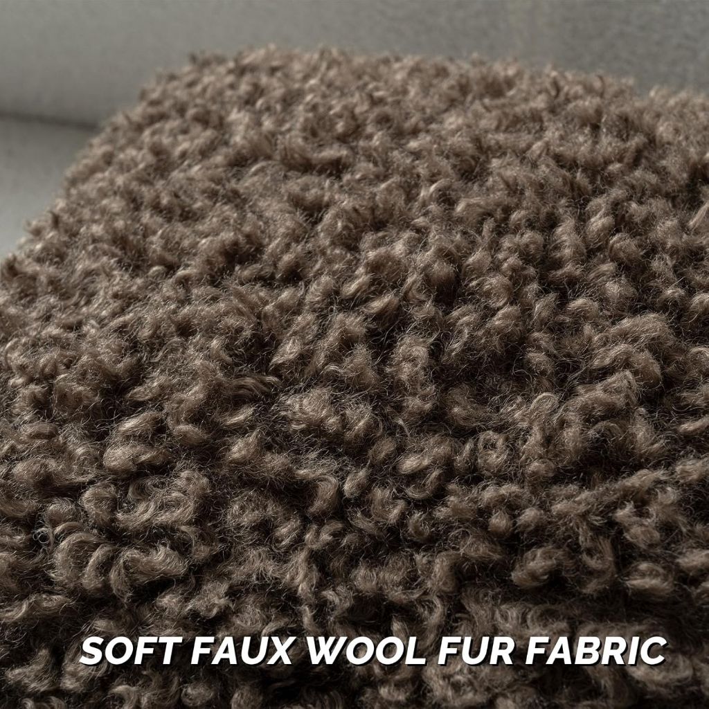 FUTEI Pack of 2 Decorative Throw Pillow Covers 26x26 Inch,Soft Fluffy Faux Wool Fur Boucle Textured Pillow Shams,Modern Home Decor for Couch Bed Living Room Office,Chocolate