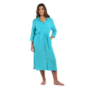 La Blanca Women's Midi Dress Swimsuit Cover Up, Teal//Sea Cove Covers, Medium