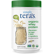 Simply Tera's Organic Whey Protein Powder, Grass-Fed, Bourbon Vanilla, 12oz (12 Servings)