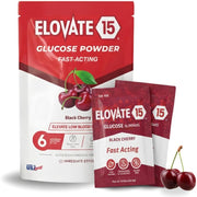 Fast Acting Glucose Powder Packets, Black Cherry - Quick Dissolving, 15g Pure, Gluten-Free Glucose Packets | Oral Dextrose Powder for Kids & Adults | Easy-to-Carry Pocket Sized Slimpaks (Pack of 6)