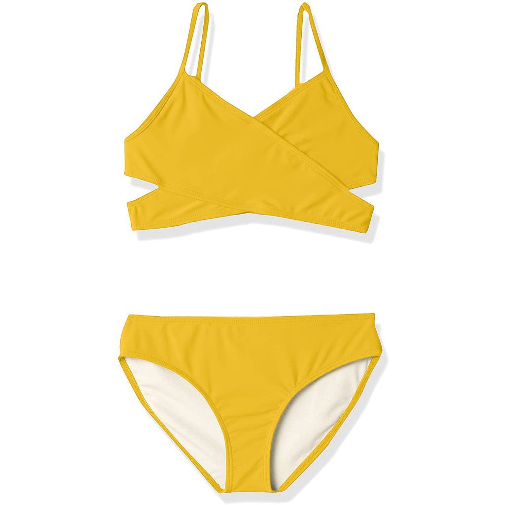 Kanu Surf Girls Solid Wrap Around Bikini, Yellow, Size 6
