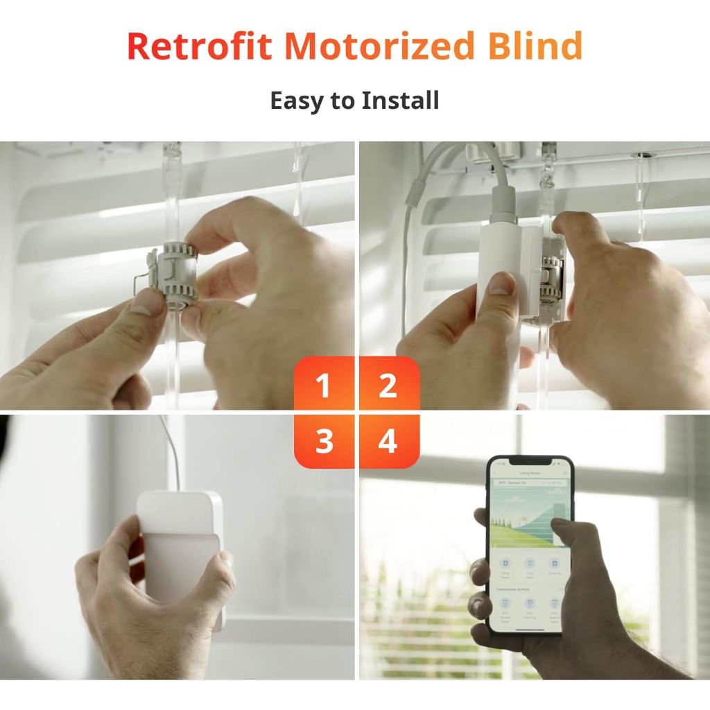 SwitchBot Smart Electric Motorized Blinds Kit with Hub Mini Matter-2.4G WiFi Remote Control, Solar Powered, Compatible with Alexa, Google Home and Siri, Light Sensing Control, Unlimited Group Control