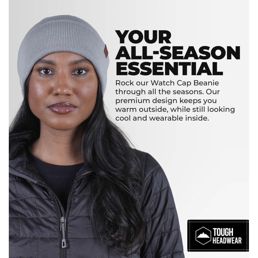 Tough Headwear Beanie Hat - Stretch-Fit Beanie for Men - Light Gray