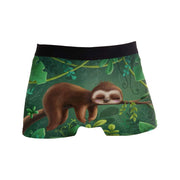 ZZKKO Sleeping Sloth Mens Boxer Briefs Underwear Breathable Stretch Boxer Trunk with Pouch L Green