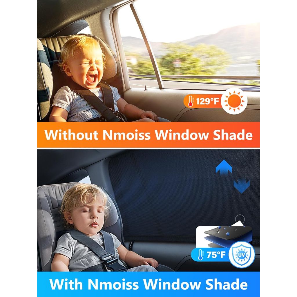 Nmoiss Breathable Mesh Car Window Shades (2 Pack)  X-Large