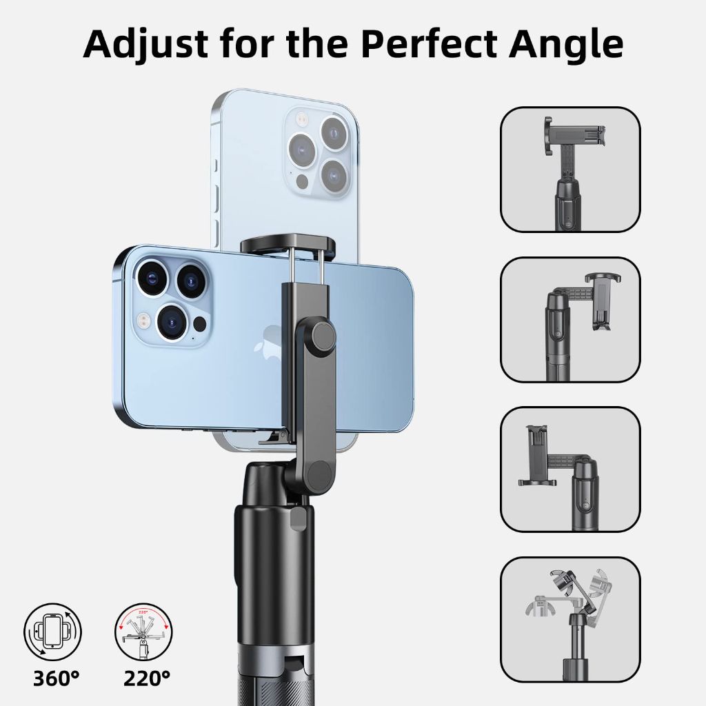 Selfie Stick Tripod with Wireless Remote Cell Phone Stand for Recording with Wireless Remote
