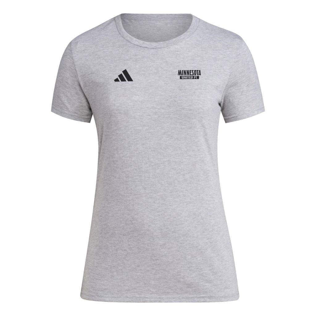 adidas Women's MLS Soccer Pre-Game Short Sleeve T-Shirt - Minnesota United, Gray Heather (XL)