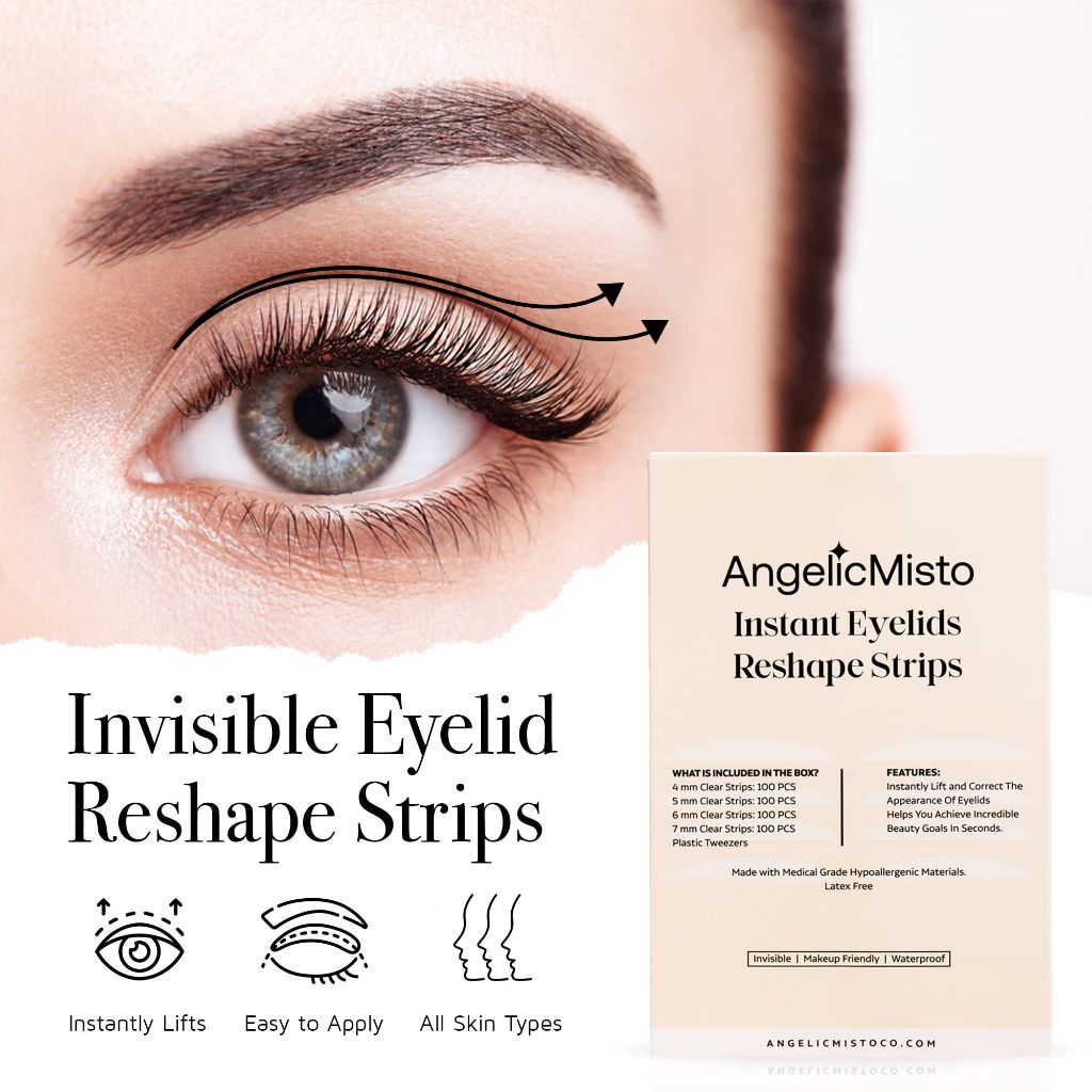 AngelicMisto Eyelid Tape 400Pcs Premium Quality Invisible Eyelid Lifter Strips