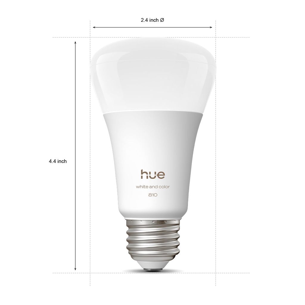 Philips Hue Smart LED A19 Bulb 4-Pack, White Color Ambiance, E26 Base, 7.2W, Full Spectrum Light 1000K-20000K, 810 Lumens, Dimmable, Works with Alexa, Google,& Apple Home