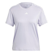 adidas Women's AEROREADY Training Essentials Regular 3-Stripes T-Shirt - Silver Dawn/White, Large