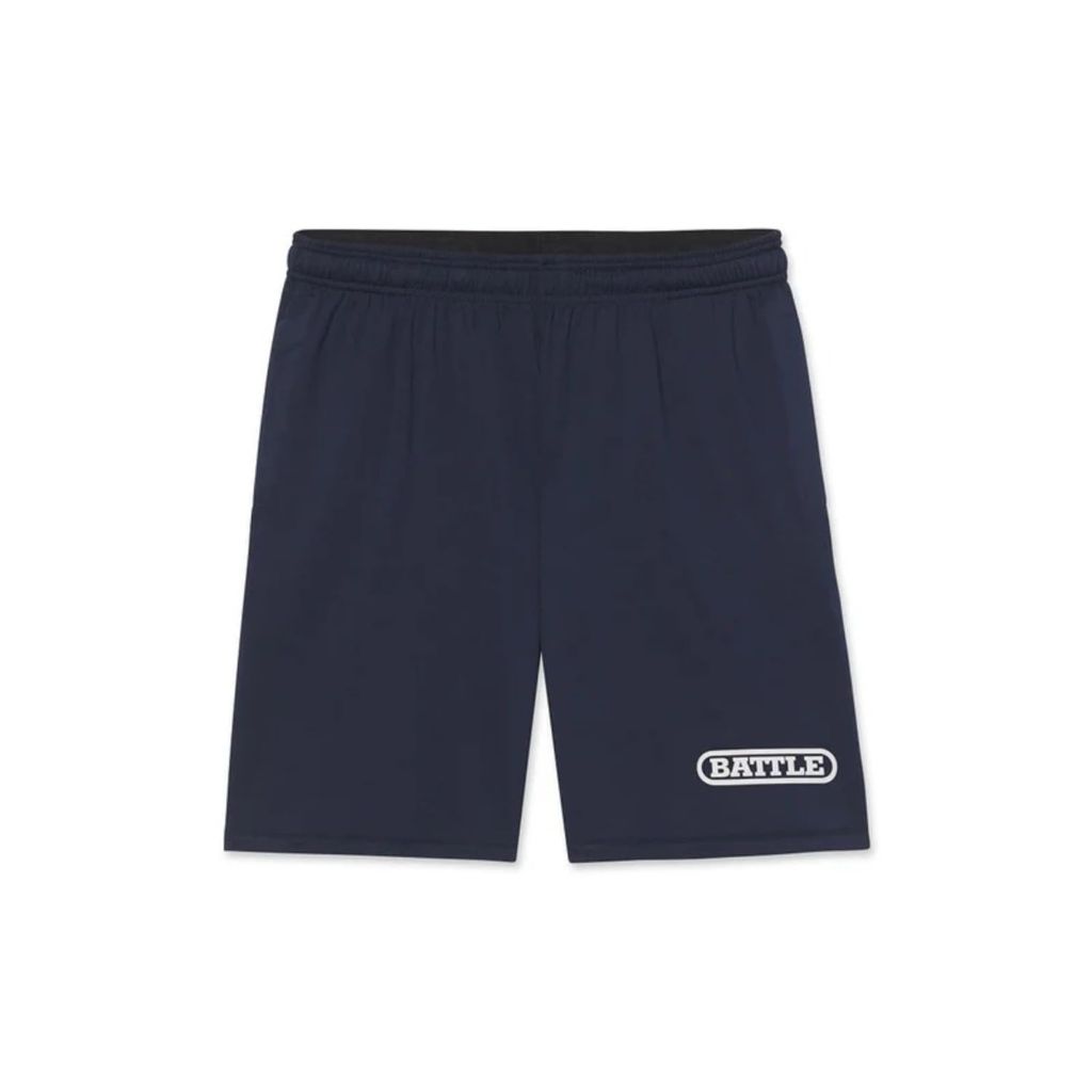 Battle Sports Big Logo Performance Shorts,4-Way Stretch, Moisture Wicking, UV Protection Navy, Large, for Adults