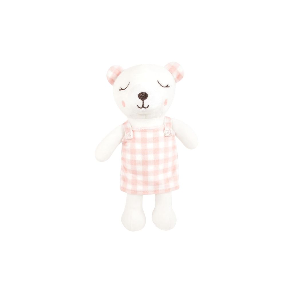 Hudson Baby Unisex Baby Plush Bathrobe and Toy Set, Gingham Bear Girl, 0-9 Months