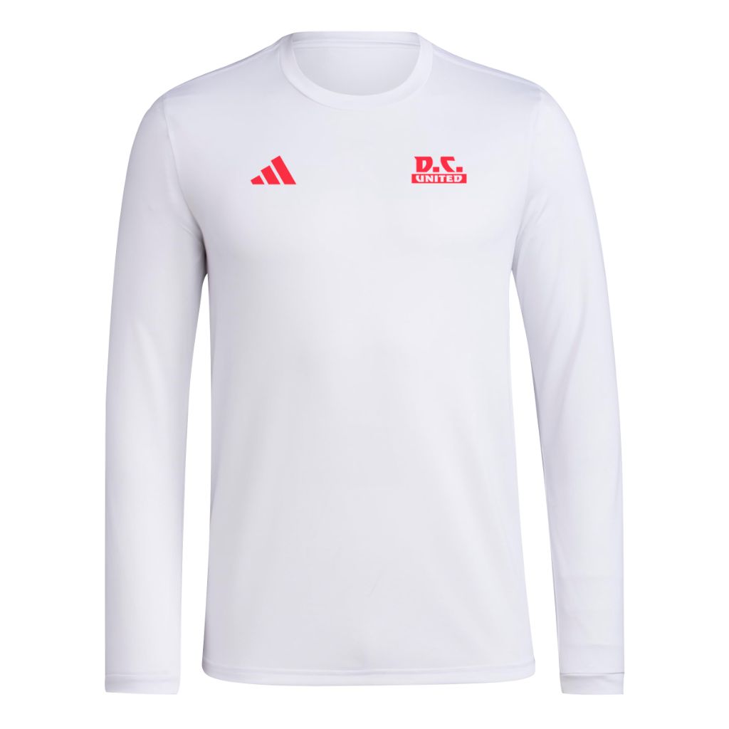 Adidas Men's D.C. United Pre-Game Long Sleeve Soccer T-Shirt, White/D.C. United, X-Large